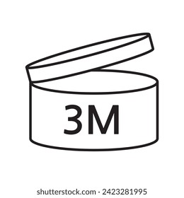 PAO cosmetic icon, mark of period after opening. Expiration time after package opened, white label. 3 month expirity on white background, vector illustration.