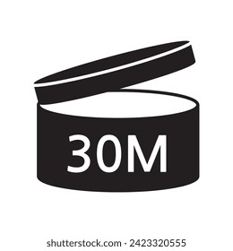PAO cosmetic icon, mark of period after opening. Expiration time after package opened, back label. 30 month expirity on white background, vector illustration.  eps. jpg. png