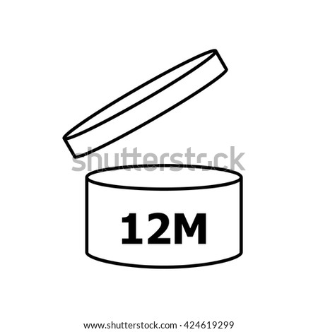 PAO cosmetics symbol 12M, Period after opening symbol 12M  . Vector illustration