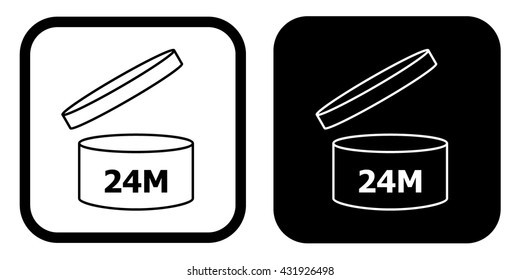 PAO cosmetics symbol 24M, Period after opening symbol 24M . Vector illustration svg
