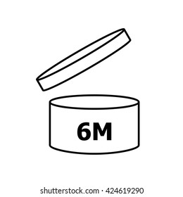 PAO cosmetics symbol 6M , Period after opening symbol 6M  . Vector illustration