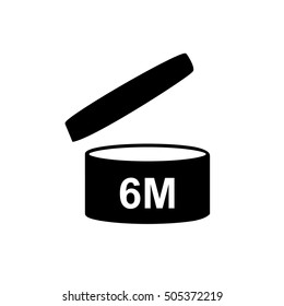 PAO cosmetics symbol 6M, Period after opening symbol 6M black