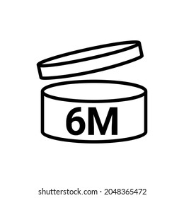 Pao symbol logo cosmetic life. 6 Month expiry open shelf jar expiration pao month icon