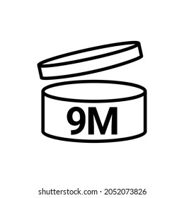 Pao symbol logo cosmetic life. 9 Months expiry open shelf jar expiration pao month icon