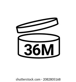 Pao symbol logo cosmetic life. 36 Months expiry open shelf jar expiration pao month icon