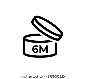 PAO symbol shelf life vector icon. cosmetic open period use logo. 6 month before product mark.
