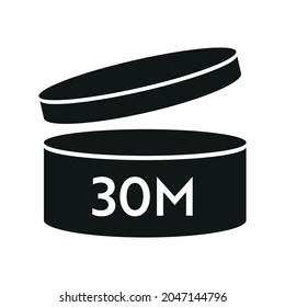 Icono del vector de la APC 30 meses. Punto después de abrir símbolos. Puede con el límite máximo abierto con el período de caducidad en meses.