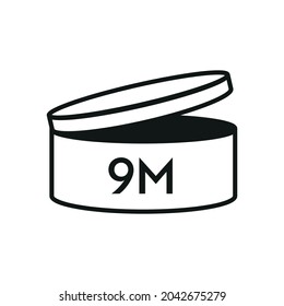 Icono vector de la representación de contadores 9 meses. Punto después de abrir símbolos. Puede con el límite máximo abierto con el período de caducidad en meses.