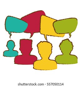 paople and speech bubble icon over white background. colorful design. vector illustration