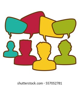 paople and speech bubble icon over white background. colorful design. vector illustration