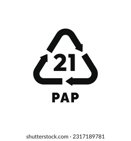 PAP 21 plastic recycle symbol icon vector svg