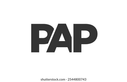 PLANTILLA de diseño de logotipo de PAP con texto en negrita fuerte y moderno. Logotipo de Vector inicial basado en tipografía simple y mínima. Identidad de empresa de moda ideal para la presencia de la marca de las empresas.