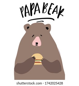  Papa bear. Flat illustration. Father's Day card.