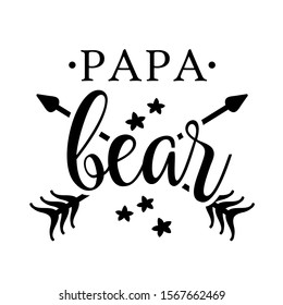 Papa bear vector file. Fathers day decor. Arrows digital clip art. Isolated on transparent background.