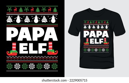 "Papa ELF" feo diseño de camisetas navideñas.