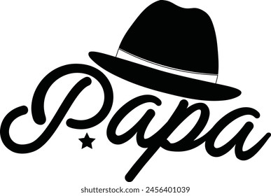 Papa, Fathers Day Greeting Illustration, hand drawn Eps