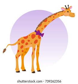 Papa is a giraffe in a bow tie. Vector illustration.