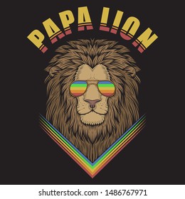 papa lion illustration for your company or brand