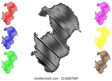 Papa Little island (United Kingdom of Great Britain and Northern Ireland, Scotland, Shetland islands) map vector illustration, scribble sketch Isle of Papey Litla map