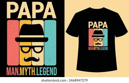 diseño de la camiseta de la leyenda del mito del padre, diseño de la camiseta de la tipografía del día del padre feliz, esta camiseta está diseñada para el amante del padre. 