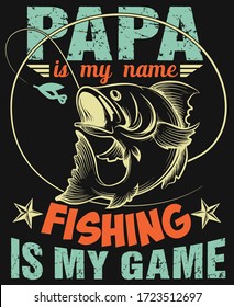 Papa is my name Fishing is my game t-shirt Design