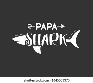 Papa Shark T Shirt Design. Printable Vector File