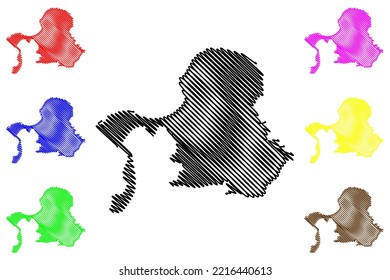 Papa Stronsay island (United Kingdom of Great Britain and Northern Ireland, Scotland, Orkney) map vector illustration, scribble sketch Isle of Papa Stronsee map