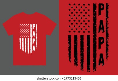 
Papa T-Shirt Vector Design, American Flag US Papa Father's Day Gift Idea, Father's Day Gift Ideas