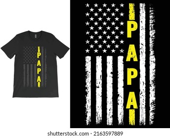 Vector de camisetas PAPA, Tee de la bandera de los Estados Unidos de América de la línea amarilla de Dispatcher, Bandera de los Estados Unidos, Dispatcher Support.