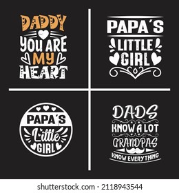 Papa typographic quotes design vector bundle.