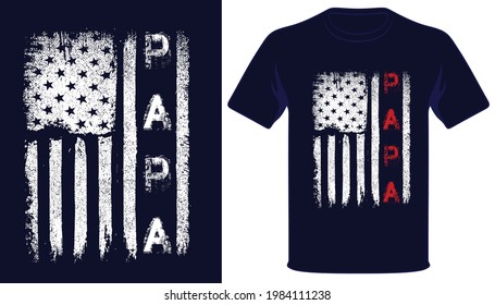 Papa usa grunge flag father's day tshirt design
