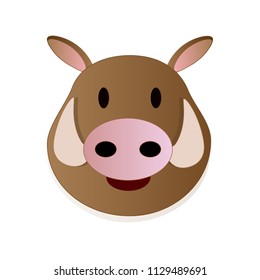 papa wild boar with fangs smiling with kindness : vector