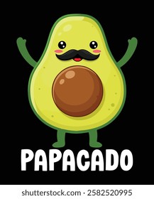 Papacado avocado t-shirt design illustration.