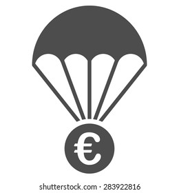 Papachute from BiColor Euro Banking Icon Set. Vector style: flat, gray symbol, rounded angles, white background.