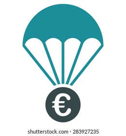 Papachute from BiColor Euro Banking Icon Set. Vector style: flat bicolor, soft blue symbol, rounded angles, white background.