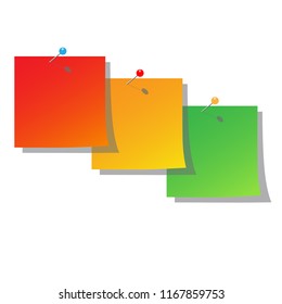 papaer stick icon vector, multicolored stick office paper notes isolated vector on white background 