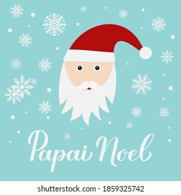 Papai Noel calligraphy hand lettering with cute cartoon character. Santa Claus in Brazilian Portuguese typography poster. Vector template for greeting card, banner, flyer, sticker.