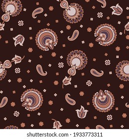 papaisley floral vector illustration in damask style. seamless backgroundisley floral vector illustration in damask style. seamless background