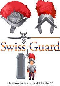 Papal Swiss Guard in uniform helmet