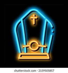 Papal Tiara neon light sign vector. Glowing bright icon Papal Tiara sign. transparent symbol illustration