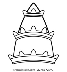 Papal tiara. Religious Catholic symbol. Black and white linear silhouette.