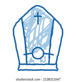 Papal Tiara sketch icon vector. Hand drawn blue doodle line art Papal Tiara sign. isolated symbol illustration