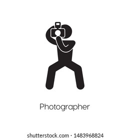 paparazzi icon vector. Linear style sign for mobile concept and web design. photographer symbol illustration. Pixel vector graphics - Vector.