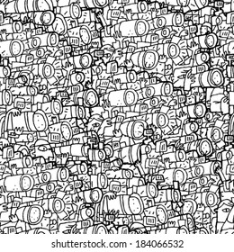 Paparazzi seamless pattern in black and white. Illustration is in eps8 vector mode, background on separate layer. 