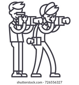 paparazzi vector line icon, sign, illustration on background, editable strokes