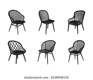 papas an chair icon set silhouette vector illustration