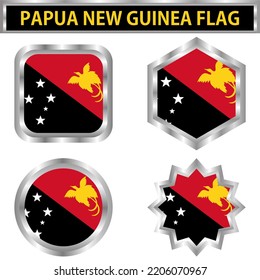 PAPAUA NEW GUINEA FLAG VECTOR DESIGN WITH STAINLESS STYLE FRAME