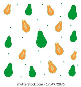 Papaya background on white background
