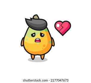 papaya cartoon illustration is broken heart , cute style design for t shirt, sticker, logo element
