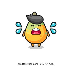 papaya cartoon illustration with crying gesture , cute style design for t shirt, sticker, logo element